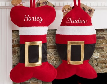 Santa Belt Personalized Pet Christmas Stocking, Custom Holiday Stockings, Personalized Stockings, Pet Stockings, Holiday Stockings, Pet Gift