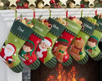 Christmas Characters Family Personalized Stockings, Custom Stocking, Family Christmas Stockings, Personalized Holiday Stockings