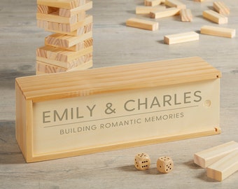 Romantic Memories Personalized Jumbling Tower,  Personalized Wedding Gifts, Wedding Decor, Wedding Guest Book, Wedding Games, Party Games