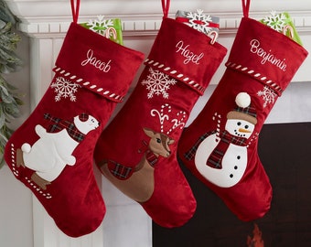 Candy Cane Character Personalized Christmas Stocking, Family Christmas Stocking, Personalized Christmas Stockings, Custom Holiday Stockings