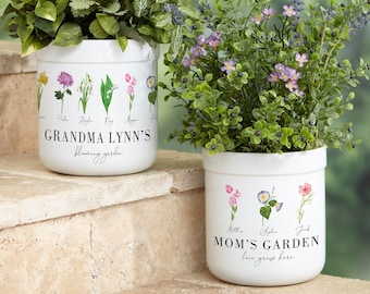 Birth Month custom Flower Flower Pot for Mom - unique gift for the gardener- Personalized Gift for Her, for Grandma, mother&#39;s day gift