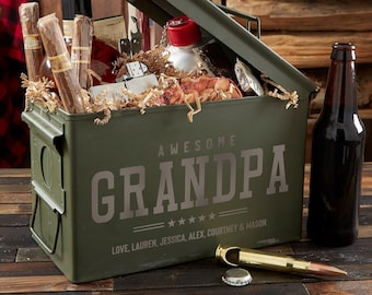 Five Star Grandpa Ammo Box - Personalized Gift for Grandpa - Fathers Day Gift idea for hunter- Ammunition box Christmas Gift for Him