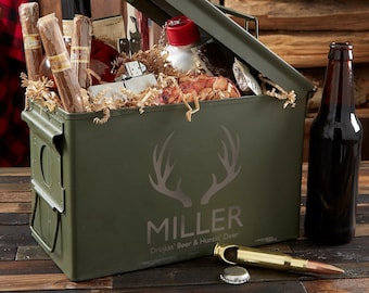 Engraved Ammo Can Gift for Dad | Personalized authentic Hunting Ammo Box for Father’s Day Groomsmen, or Outdoorsmen | 50 Cal Military box