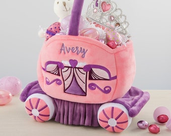 Princess Carriage Embroidered Plush Easter Basket, Personalized Easter Basket, Easter Gifts, Kid Gifts, Gifts For Kids, Easter Basket