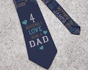 Why I Love Dad Personalized Men's Tie, Father's Day Gifts, Personalized Gifts for Dad