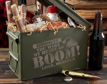 You Make My Heart Go Boom Personalized Ammo Box, Romantic Gifts, Valentine's Day Gift, Gifts for Him, Mens Gifts, Personalized gifts for dad