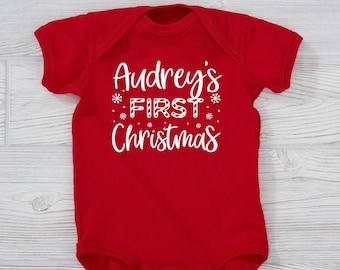 Candy Cane First Christmas Personalized Baby Bodysuit, Gifts for Baby, Custom Newborn Gifts, Cute Baby Gifts, Christmas Gifts