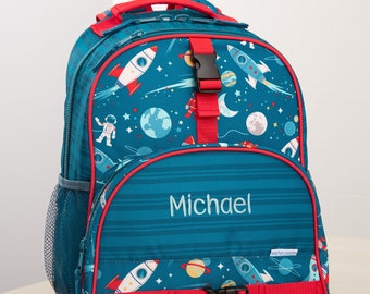 Space Embroidered Backpack, Personalized Back to School Gifts, Gifts for Kids, Boys Backpack, Embroidery Gifts, Toddler Backpack