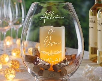 Elegant Couple Engraved Hurricane Candle Holder, Custom Wedding Table Decor, Personalized Wedding Gift, Personalized Home Decor