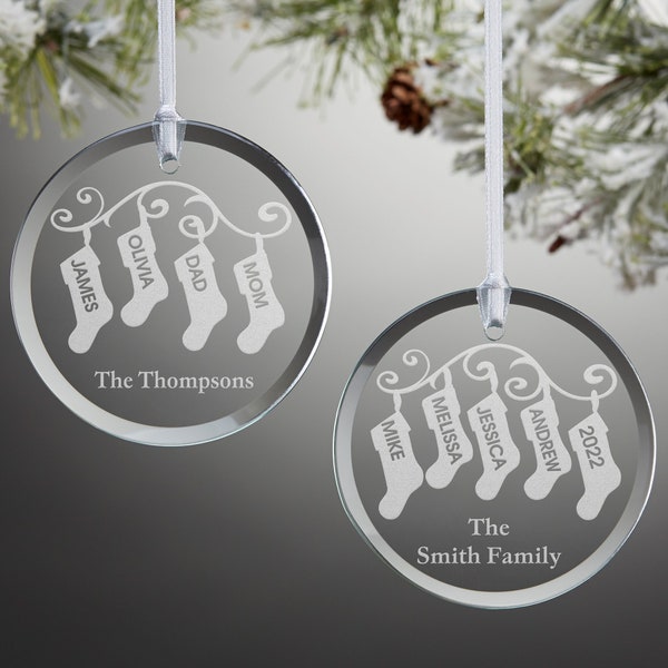 Stocking Family Personalized Ornament, Personalized Christmas Decor, Personalized Family GIfts, Family Ornament, Classic Ornament