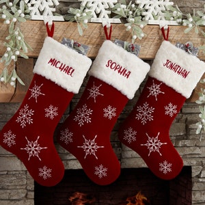 Winter Wonderland Personalized Snowflake Stocking, Custom Christmas Stocking, Personalized Stocking, Family Stockings, Custom Stocking
