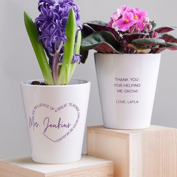 A Great Teacher Personalized Mini Flower Pot, Teacher Gifts, Teacher Appreciation, School Gifts, Gardening Gift, Custom Flower Pot