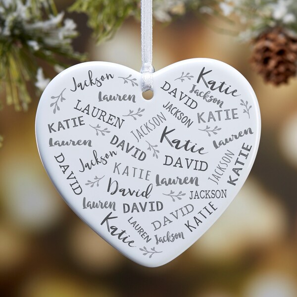 Farmhouse Heart Personalized Heart Ornament, Gifts for Her, Custom Christmas Ornaments, Family Ornaments, Christmas Decor