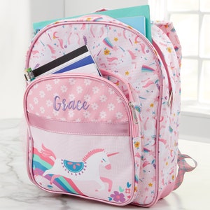 Unicorn Embroidered Kids Backpack Personalized Back to School