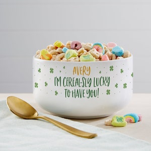 Cerealsly Lucky To have You Personalized 14 oz. Cereal Bowl, Funny St Patricks Day Gift, Valentine's Day Gift, Romantic Gift