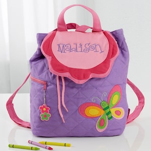 Butterfly Embroidered Kid&#39;s Backpack, Back to School Gifts, Gifts for Kids, Embroidery Gifts, Custom Backpack, Toddler Backpack