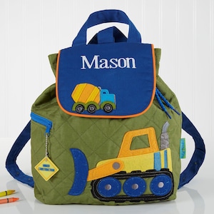 Construction Embroidered Kids Backpack, Personalized Back to School Gifts, Embroidery Gifts, Embroidered Kids Backpack, Toddler Backpack image 1