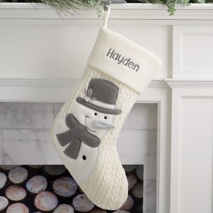 Winter Bliss Embroidered Christmas Snowman Stocking, Family Christmas Stocking, Personalized Christmas Stocking, Family Stocking, Christmas