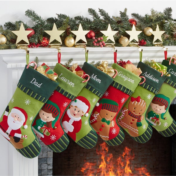 Christmas Characters Family Personalized Stockings, Custom Stocking, Family Christmas Stockings, Personalized Holiday Stockings
