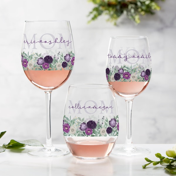 Mom Wine Glass Etsy