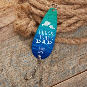 Hugs & Fishes Personalized Fishing Lure, Father&#39;s Day Gifts, Personalized Gifts for Dad, Fishing Gifts, Fishing Gifts for Men