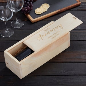 Floral Anniversary Wood Wine Box, Wedding Gifts, Housewarming Gifts, Wine Gift, Wine Accessories, Anniversary Gifts, Custom Wedding Gift