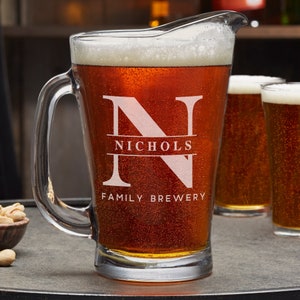 Lavish Last Name Personalized Beer Pitcher, Gifts for Men, Father's Day Gifts, Bar Gifts, Personalized Gifts for Dad