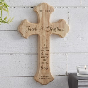 Our Wedding Day Personalized Wood Cross, Gifts for Wedding, Religious Wedding Gifts, Gifts for the Wedding Couple, Wedding Cross image 1