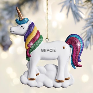 Unicorn Personalized Ornament, Ornaments for Her, Custom Christmas Ornaments, Ornaments for Girls, Christmas Decor