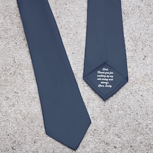 Secret Message Personalized Men's Tie, Father's Day Gifts, Gifts for Him, Mens Gifts, Father of the Bride Gifts, Personalized gift for Dad Navy