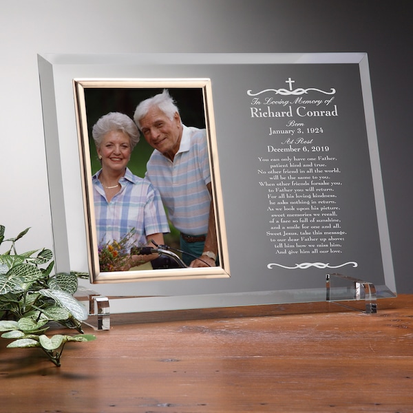 Memorial Sentiment Engraved Glass Frame, Custom Memorial Gifts, Sympathy Gift, Remembrance Gifts, Memorial Gifts