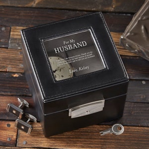 To My Husband Personalized Leather Slot Watch Box, Watch Case, Watch Display Case, Fathers Day Gift, Gifts for Him, Custom Watch Box
