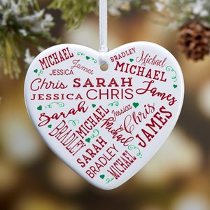 Close To Her Heart Personalized Heart Ornament, Gifts for Her, Family Christmas Gifts, Custom Christmas Ornaments, Christmas Decor