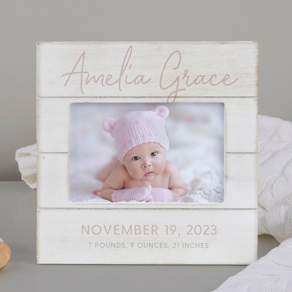 Simple and Sweet Personalized Pink Picture Frame, Baby Girl Gift, Cottage Core Baby Frame, New Baby Gifts, Nursery Decor, Baby Shower Gifts