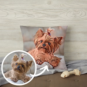Cartoon Your Pet Personalized Throw Pillow, Pet Photo Pillow, Custom Dog Pillow, Custom Pet Pillow, Cat Pillow, Pet Memorial Gift