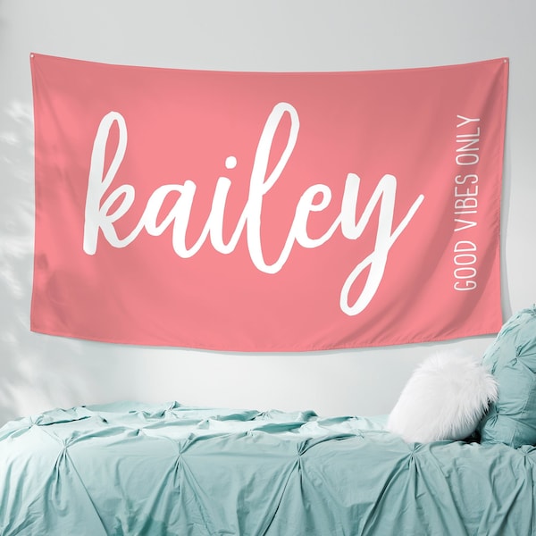 Scripty Style Personalized Wall Tapestry, Gifts for Her, Custom Dorm Room Decor, Gifts for Teens, Personalized Tapestry, Dorm Gifts