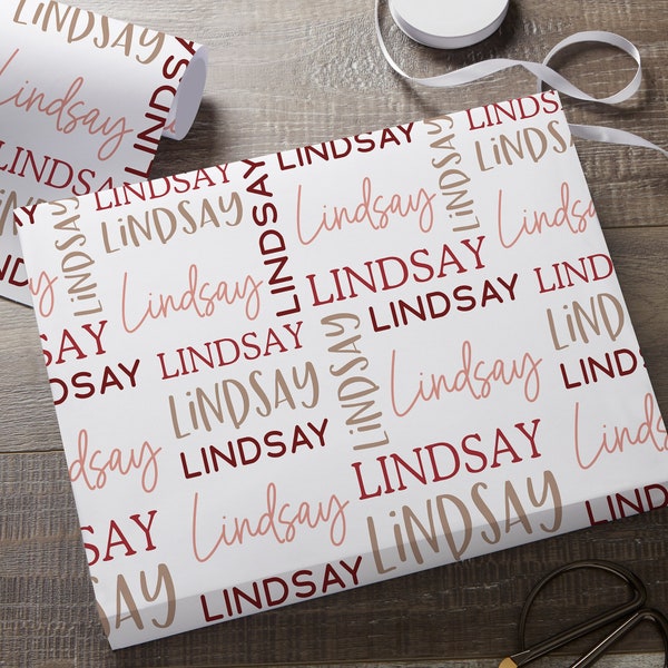Collage Name Personalized Wrapping Paper, Custom Wrapping Paper, Gifts for Her, Wrapping Paper for Gifts, Custom Gift Wrap, Gift Wrap Roll