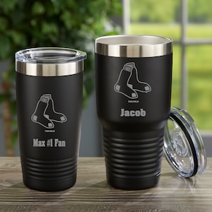 MLB Boston Red Sox Personalized Black Stainless Steel Tumbler, Gifts for Him, Baseball Gift, Father&#39;s Day Gifts, Gifts for Dad