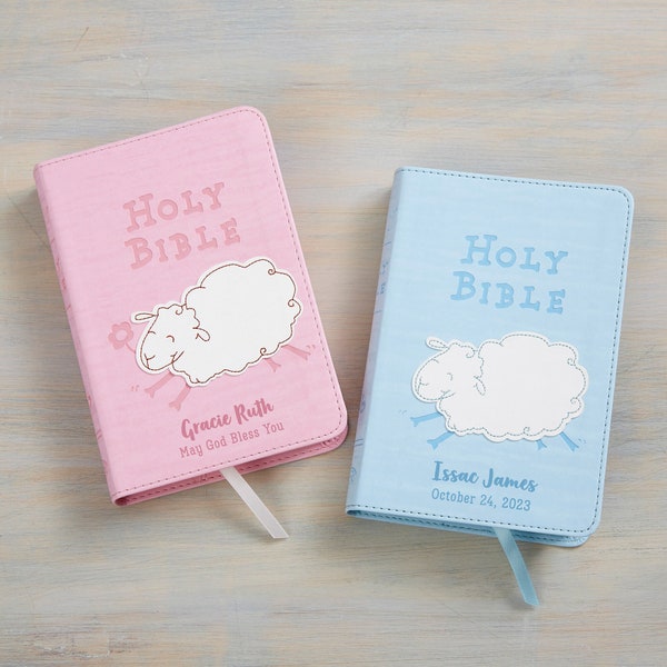 Woolly Lamb Personalized Children's Bible, Religious Gifts, Children's Religious Gifts, Kids Bibles