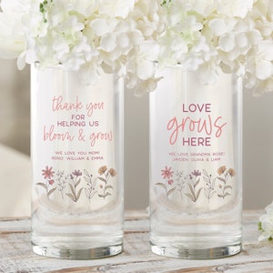 Love Blooms Here Personalized 7.5" Cylinder Vase for Mom, Custom Flower Vase, Mother's Day Gift, Gift for Mom, Personalized Gifts for Her