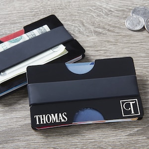 Square Monogram Personalized Metal Wallet, Gifts for Him, Father's Day Gift, Gifts for Husband, Dad Gift, Personalized Gifts for Dad