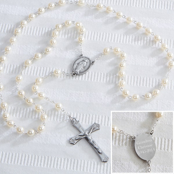 Personalized Adult Pearl Rosary, Religious Gifts, Spiritual Gifts