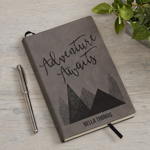 Adventure Awaits Personalized Engraved Journal, Custom Journals, Travel diary, Personalized gift for traveler, Travel Gifts