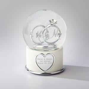Mr. and Mrs. Wedding Ring Engraved Snow Globe, Wedding Gifts, Couples Gift, Personalized Wedding, Anniversary Gifts, Keepsake, Gift for Wife