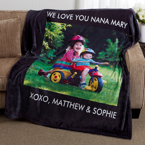 Picture Perfect Personalized 50x60 Plush Fleece 1 Photo Blanket, Personalized Blanket, Custom Photo Blanket, Family Photo Gift, Mother's Day