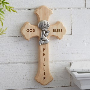 Prayerful Child Personalized Wood Cross, Religious Gifts, Spiritual Gifts, Communion Gifts, Christening Gifts, Baptism Gifts, Boys, Girls