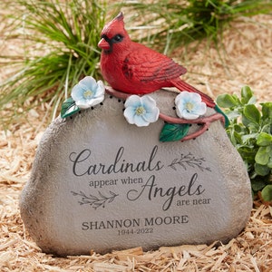 Cardinal Memorial Personalized Garden Stone with Sound, Personalized Memorial Gift, Garden Stone, Sympathy and Memorial Garden