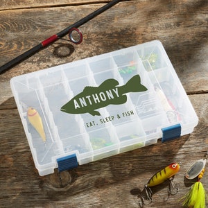 Fish Name Personalized Tackle Fishing Box, Storage Box, Gifts for Him, Father's Day Gifts, Fisherman Gifts, Gift Ideas for Christmas