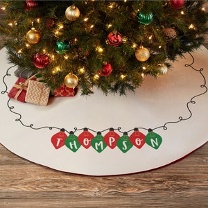Holiday Lights Personalized Christmas Tree Skirt, Custom Tree Skirts, Personalized Christmas Home Decor, Personalized Tree Skirt