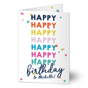 Happy Happy Birthday Personalized Greeting Card, Custom Birthday Card, Birthday Gift, Happy Birthday Card